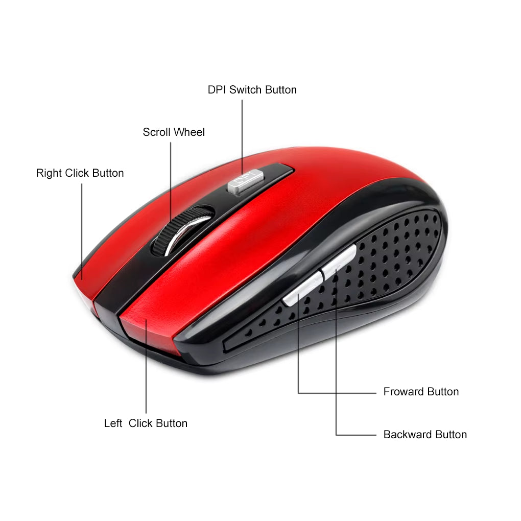 2.4G Wireless Mouse Bluetooth Mouse Ergonomic 800/1200/1600DPI 6 Mute Buttons Mouse for Macbook Tablet Laptops Computer PC