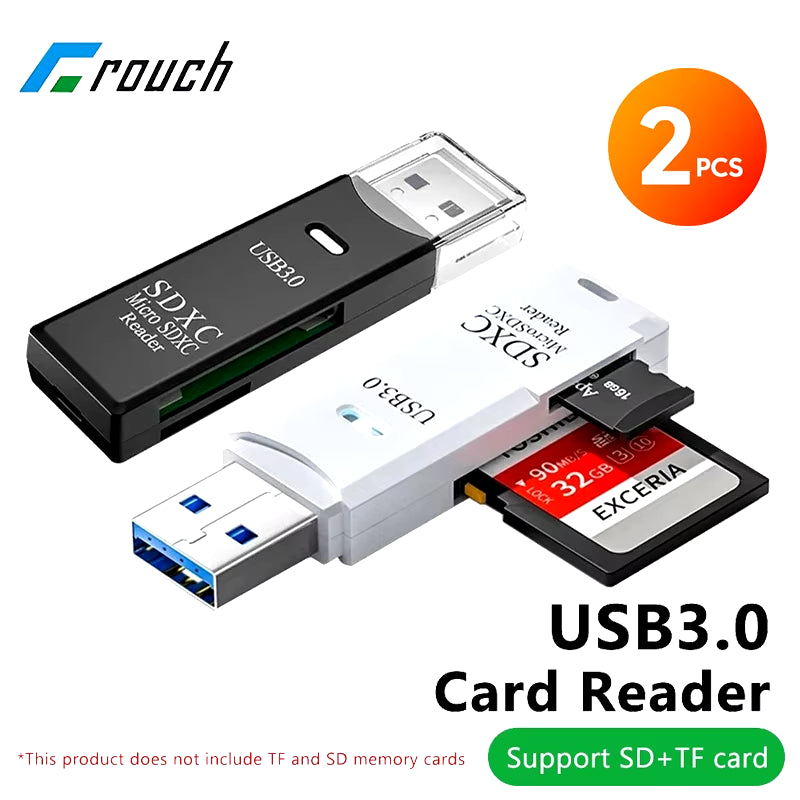 2PCS 2-In-1 USB 3.0 Card Reader Micro SD TF Memory Card Reader USB Flash Drive Cardreader Adapter for PC Laptops Accessories