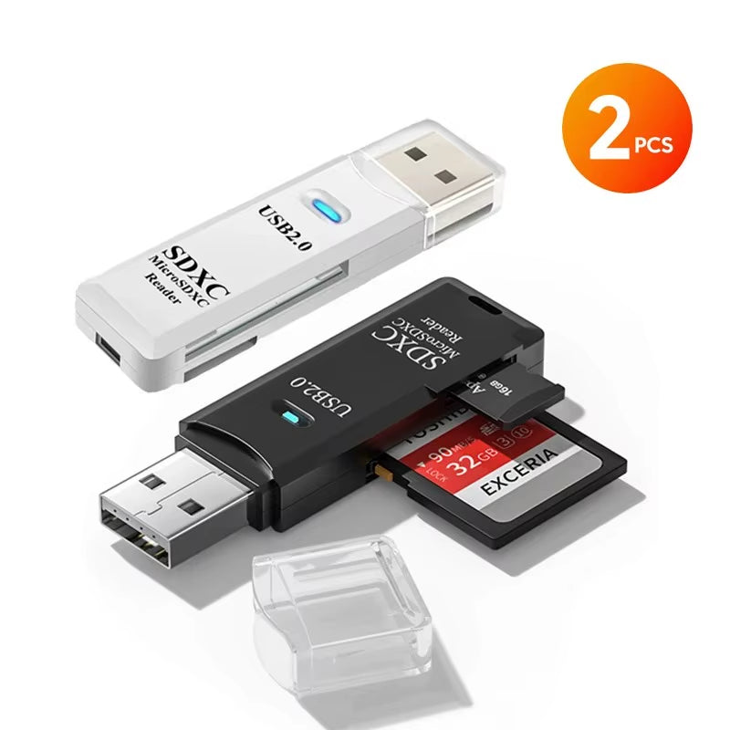 2PCS 2-In-1 USB 3.0 Card Reader Micro SD TF Memory Card Reader USB Flash Drive Cardreader Adapter for PC Laptops Accessories