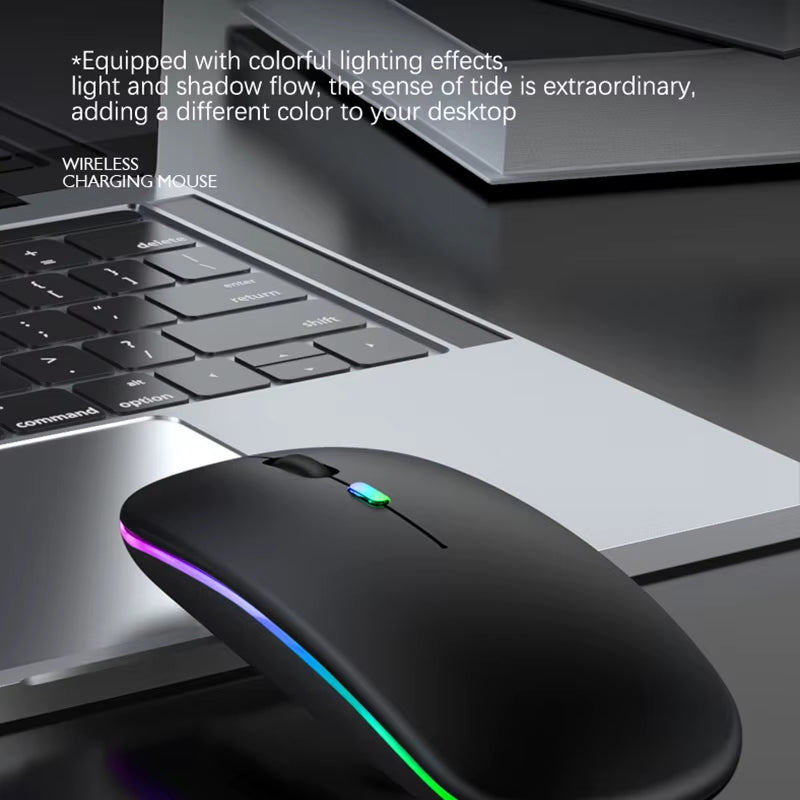 Bluetooth Rechargeable Wireless Mouse USB 2.4Ghz RGB Single-Mode Mouse Suitable for Laptops Tablets Macbooks Gaming Mice