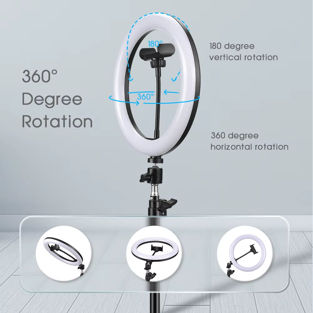 Selfie Ring Light with Tripod Stand Light Rim for Mobile Circular Lamp Light for Video Shooting Studio Photo Light Ringh Rong