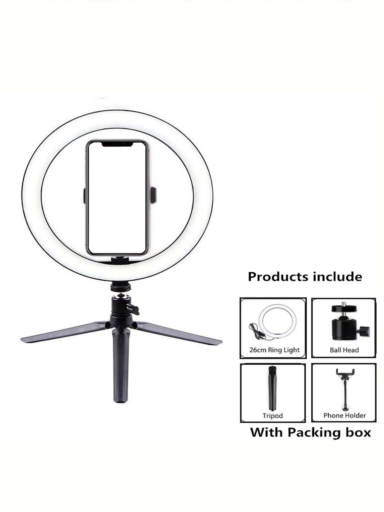 26 Cm Shooting Light 26 Cm Light Ring + Tripod Stand