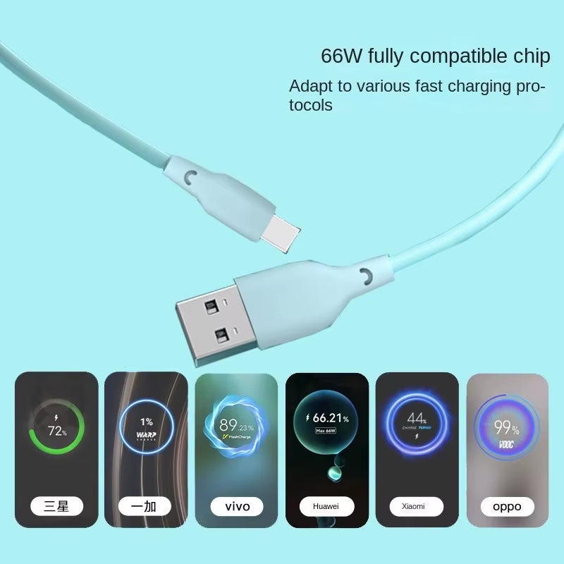 120W 6A Fast Charge Liquid Silicone Cable Quick Charger Usb Cable for Iphone 14 13 12 11 Pro Max Mini 8 plus Xr Xs Se Data Line