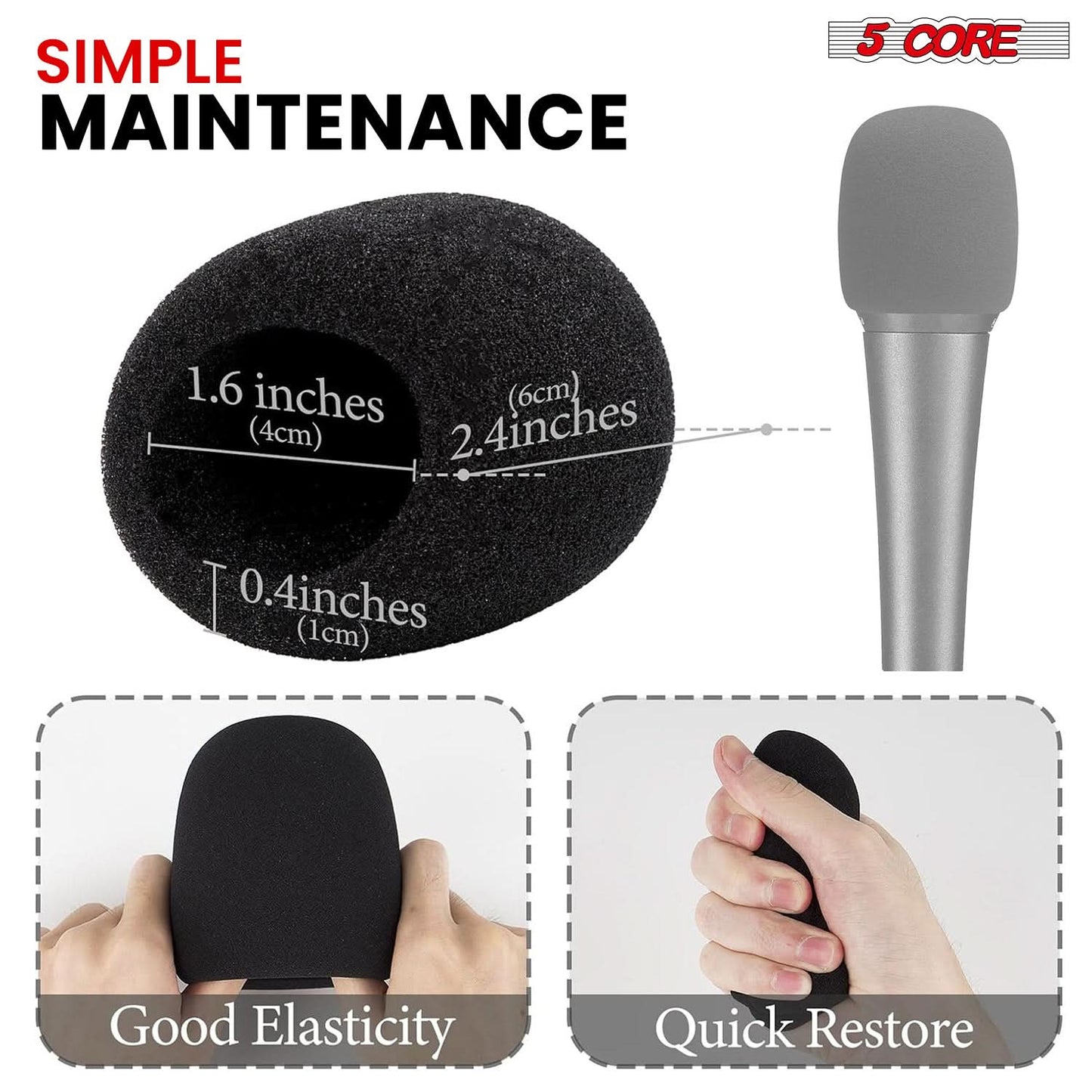 5Core Microphone Cover Soft Foam Mic Windscreen Windproof Sponge for Handheld Mic