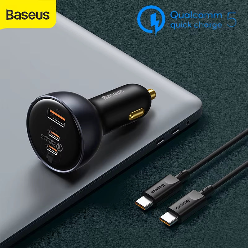 Baseus 160W Car Charger QC 5.0 Fast Charging for Iphone 13 12 Pro USB Type C Quick Charger for Laptops Car Phone Charger