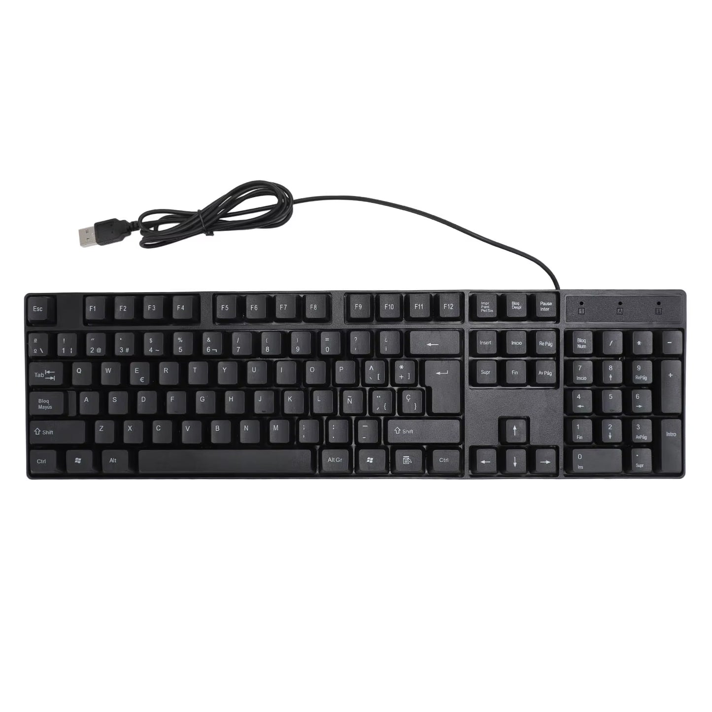 104 Keys USB Wired Keyboard English/Russian/Spanish/French Language Ergonomic Design Gaming Keyboard for Office Laptops Desktops