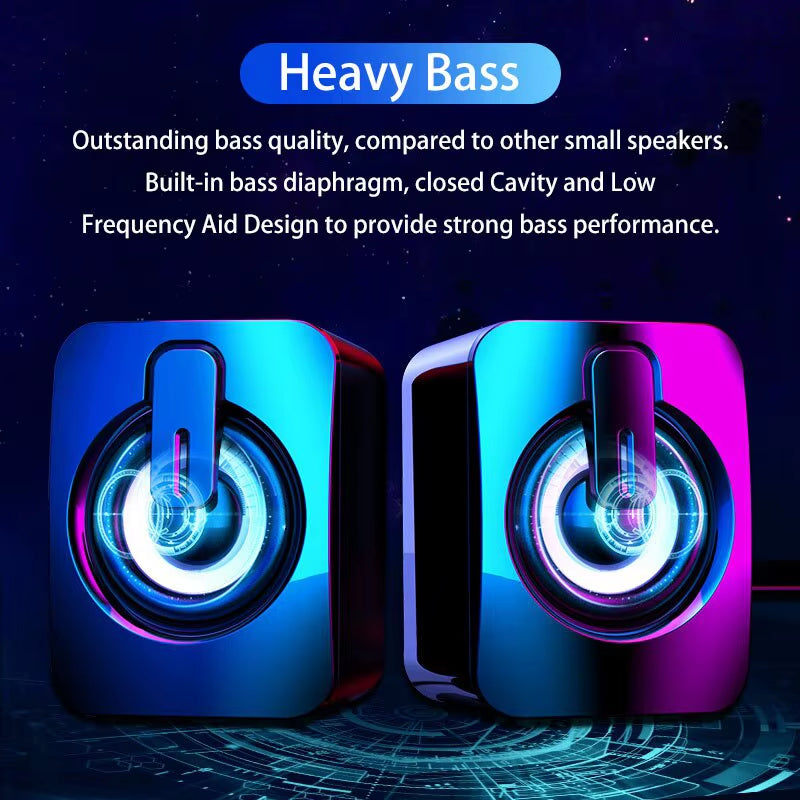 Computer Speakers PC Sound Box HIFI Stereo Microphone USB Wired Caixa De Som with LED Light for Desktop PC Laptops Computer