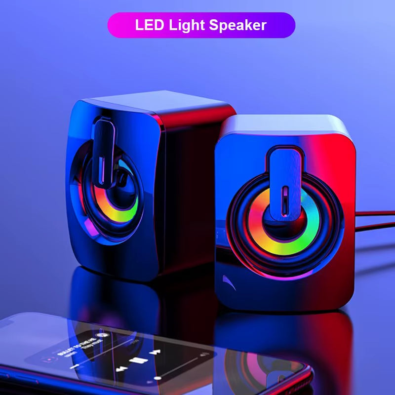 Computer Speakers PC Sound Box HIFI Stereo Microphone USB Wired Caixa De Som with LED Light for Desktop PC Laptops Computer