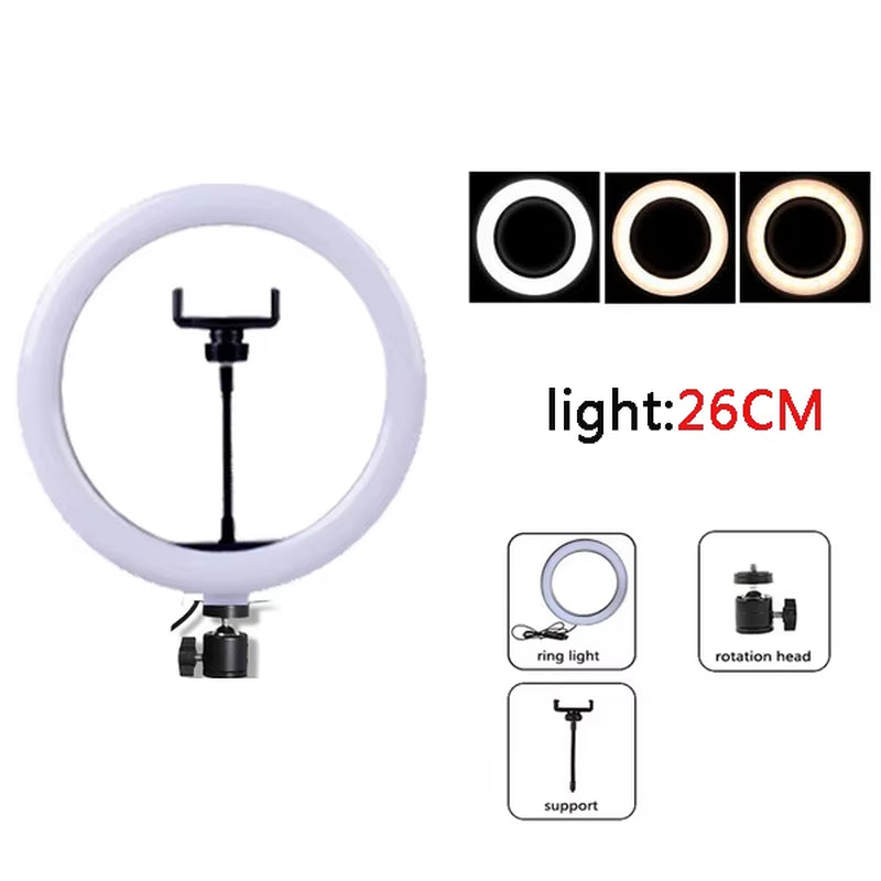 Selfie Ring Light with Tripod Stand Light Rim for Mobile Circular Lamp Light for Video Shooting Studio Photo Light Ringh Rong