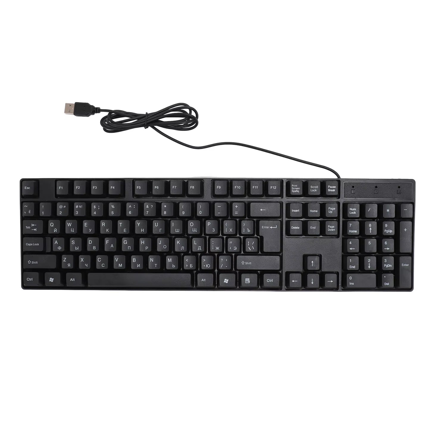 104 Keys USB Wired Keyboard English/Russian/Spanish/French Language Ergonomic Design Gaming Keyboard for Office Laptops Desktops