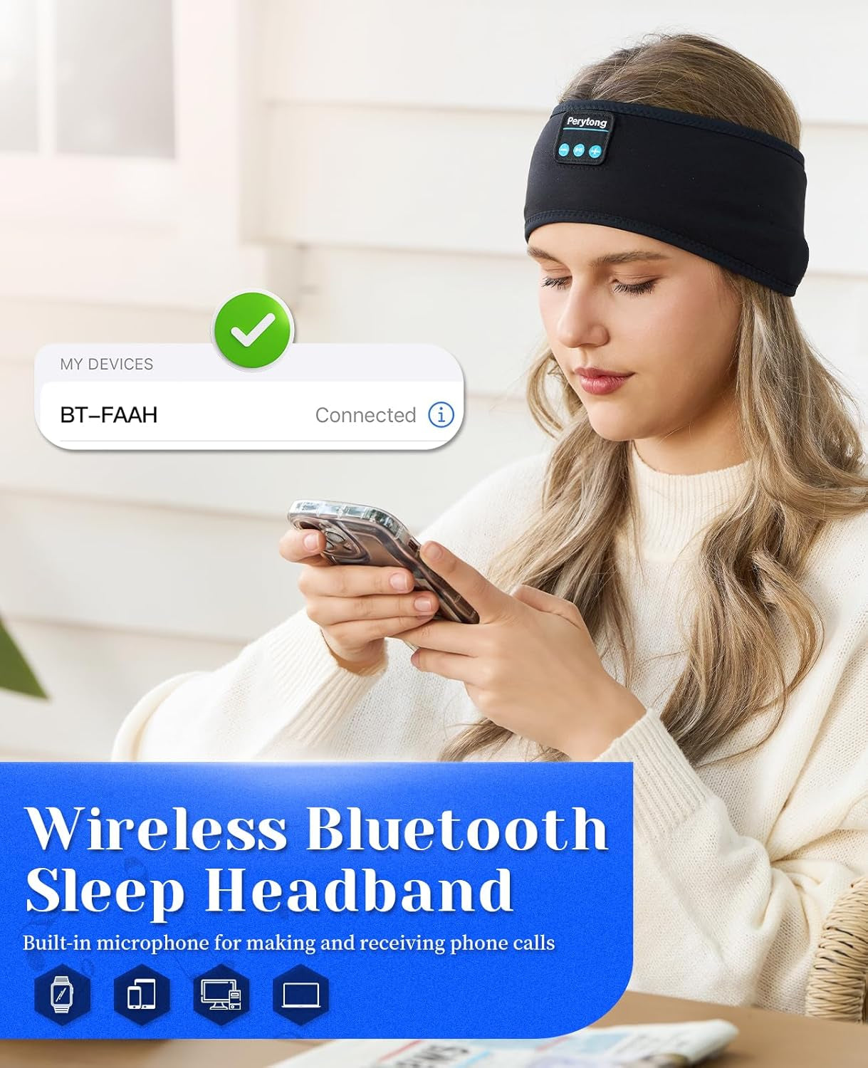 Sleep Headphones Wireless, Bluetooth Sports Headband Headphones with Ultra-Thin HD Stereo Speakers, Unisex, Perfect for Sleeping,Workout,Jogging,Yoga,Insomnia, Air Travel, Meditation