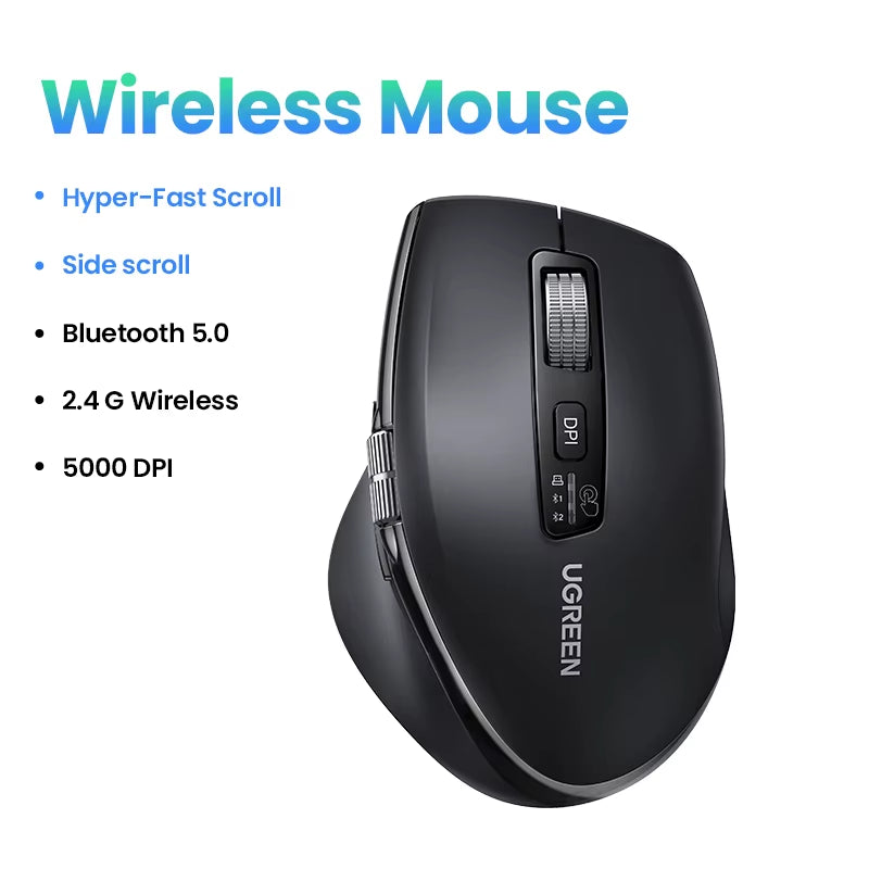 Hyper-Fast Scroll Wireless Mouse Bluetooth 5.4 2.4G Ergonomic 5000DPI for Macbook Tablet Laptops Computer PC Mice