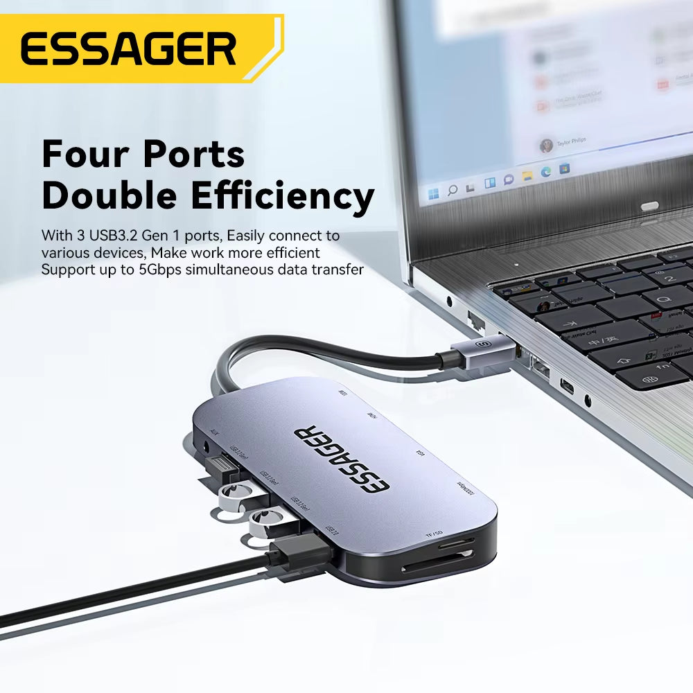 11 in 1 USB C HUB 4K 30HZ Type C Docking Station for Macbook Air Pro Adapter Splitter for Laptops Hdmi-Compatible RJ45