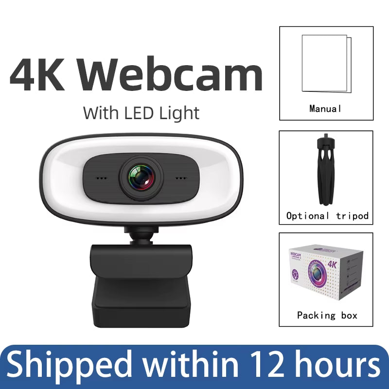 Micro 4K Webcam for Computer 2K Mini Webcam for PC Laptops Live Streaming FHD 1080P Web Camera for Work Meeting with Microphone