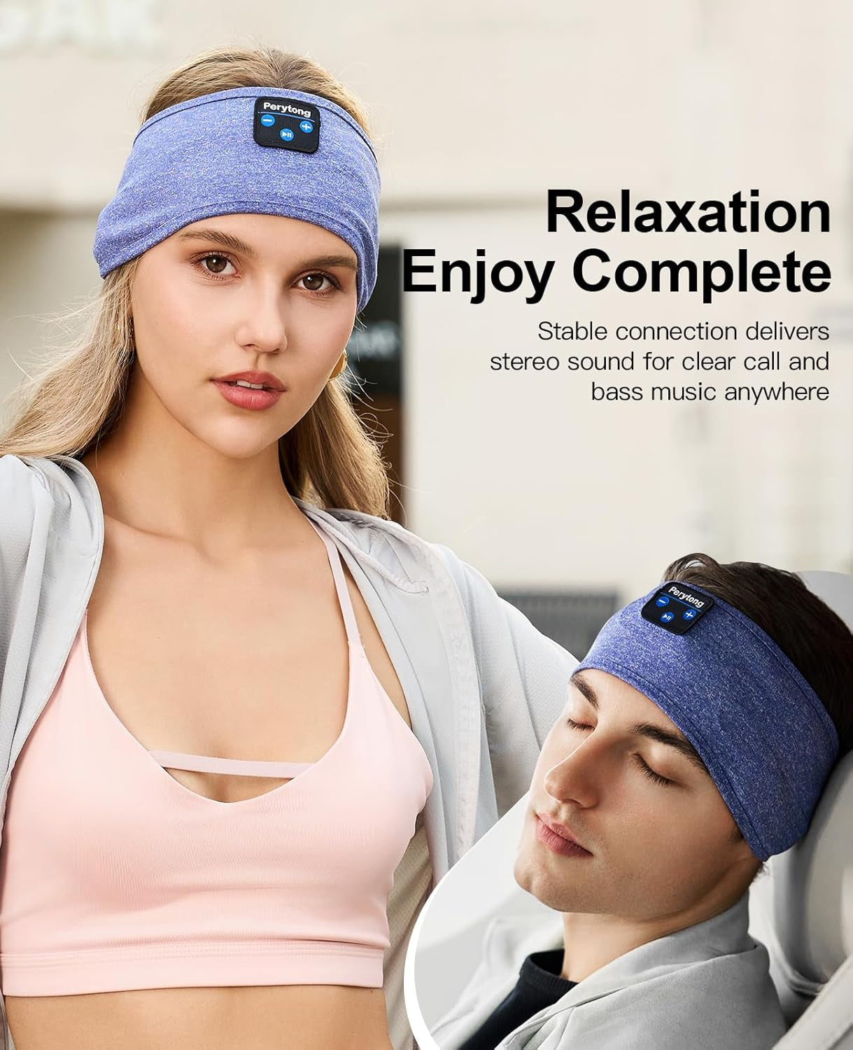 Sleep Headphones, Bluetooth Sports Headband Headphones with Ultra-Thin HD Stereo Speakers Perfect for Sleeping,Workout,Jogging,Yoga,Insomnia, Air Travel, Meditation