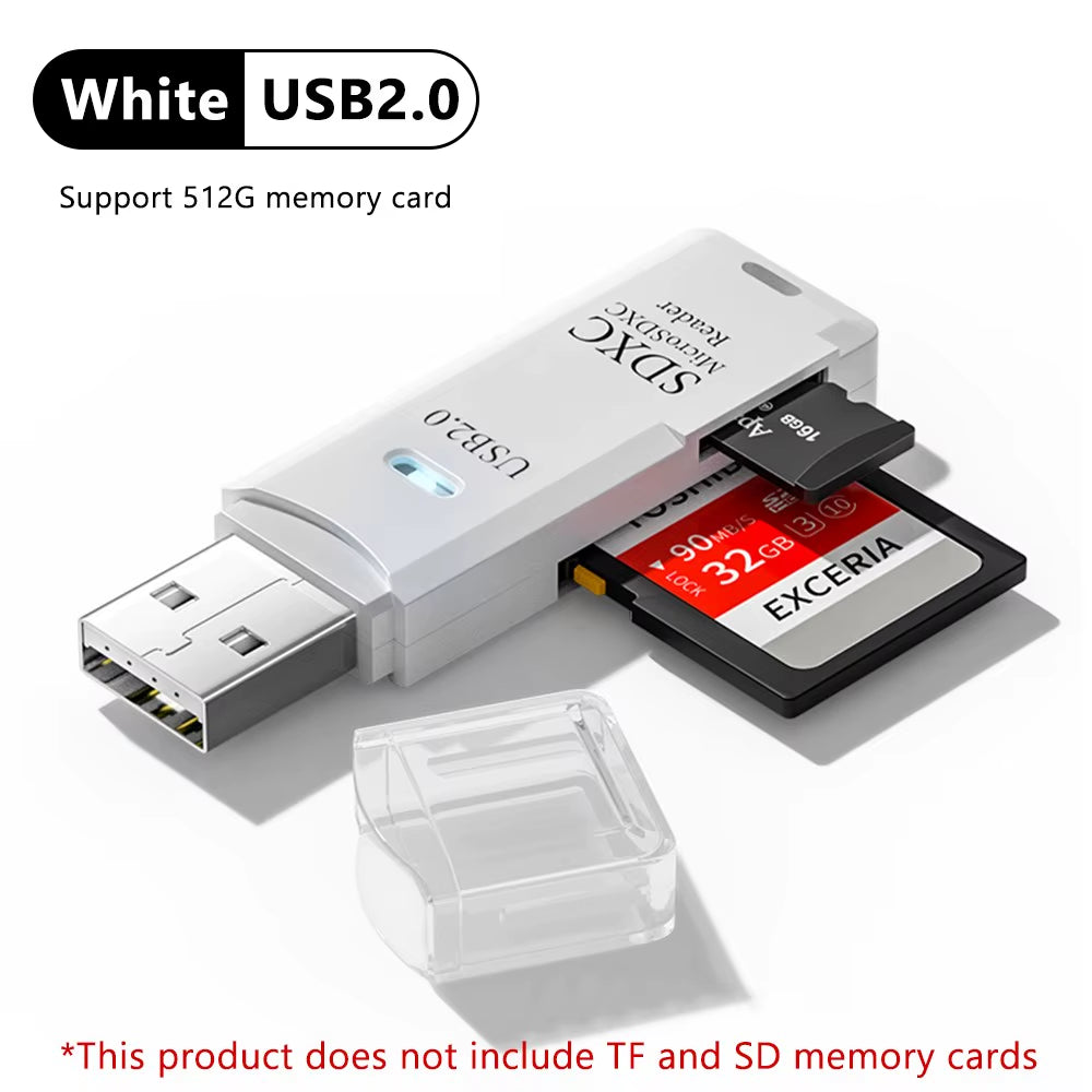 2PCS 2-In-1 USB 3.0 Card Reader Micro SD TF Memory Card Reader USB Flash Drive Cardreader Adapter for PC Laptops Accessories