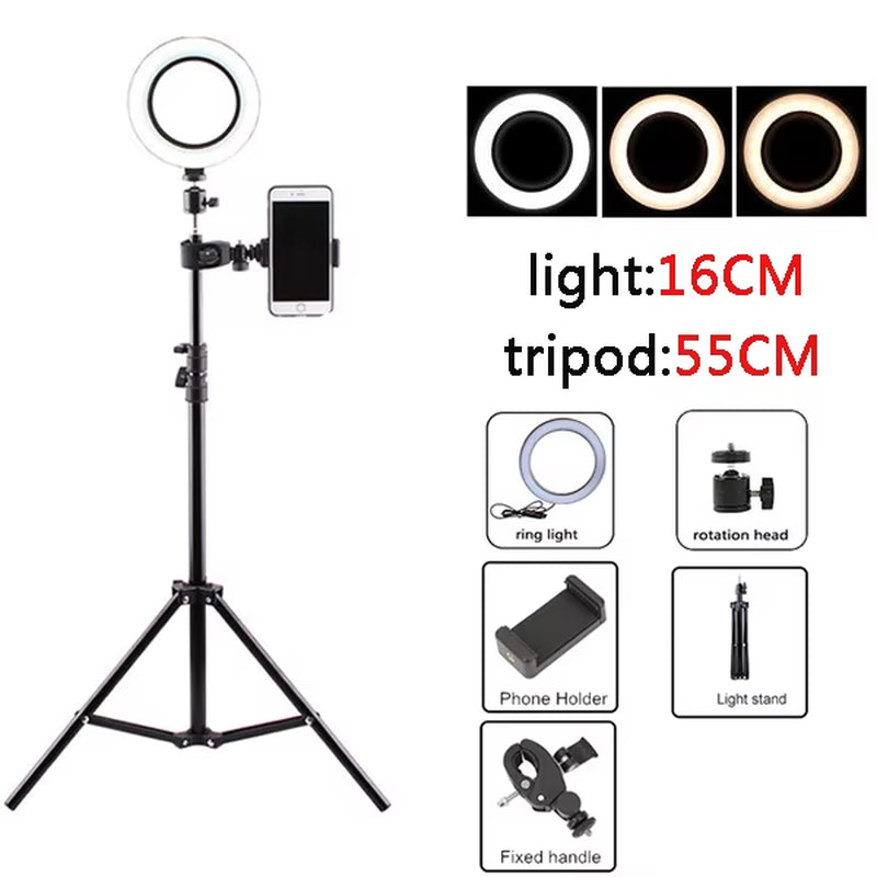 Selfie Ring Light with Tripod Stand Light Rim for Mobile Circular Lamp Light for Video Shooting Studio Photo Light Ringh Rong