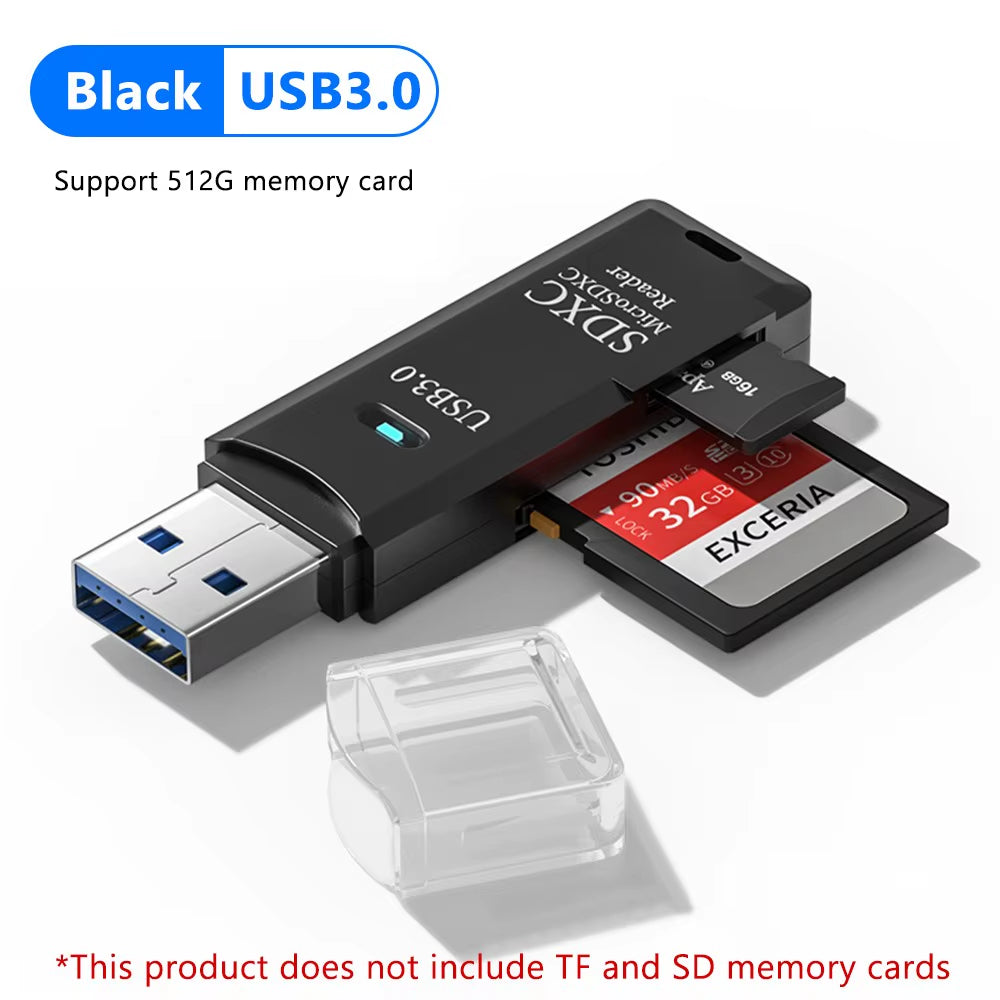 2PCS 2-In-1 USB 3.0 Card Reader Micro SD TF Memory Card Reader USB Flash Drive Cardreader Adapter for PC Laptops Accessories